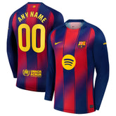 Barcelona Nike 2025/26 Home Long Sleeve Custom Jersey - Navy