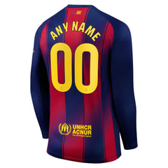Barcelona Nike 2025/26 Home Long Sleeve Custom Jersey - Navy