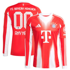 Bayern Munich adidas 2025/26 Home Long Sleeve Custom Jersey - Red
