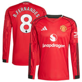 Bruno Fernandes Manchester United adidas Home 2025/26 Player Long Sleeve Jersey - Red