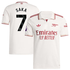 Bukayo Saka Arsenal adidas 2025/26 Third Player Jersey - White