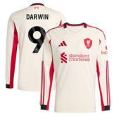 Darwin Núñez Liverpool adidas 2025/26 Away Long Sleeve Player Jersey - White