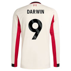 Darwin Núñez Liverpool adidas 2025/26 Away Long Sleeve Player Jersey - White