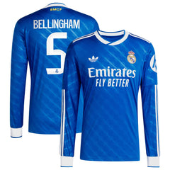 Jude Bellingham Real Madrid adidas 2025/26 Third Long Sleeve Player Jersey - Blue