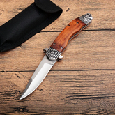 Knife Satin Blade Wood Handle For Outdoor Hunting