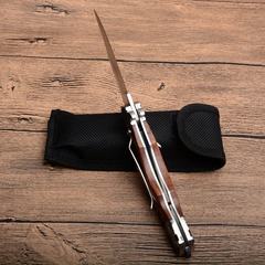 Knife Satin Blade Wood Handle For Outdoor Hunting