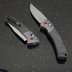 knivescollection™ bm15080-1 hunt crooked river folding utility knife – s30v/damascus blade, carbon fiber handle