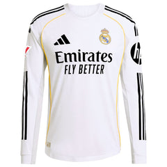 Kylian Mbappé Real Madrid adidas 2025/26 Home Long Sleeve Jersey - White
