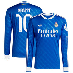Kylian Mbappé Real Madrid adidas 2025/26 Third Long Sleeve Player Jersey - Blue
