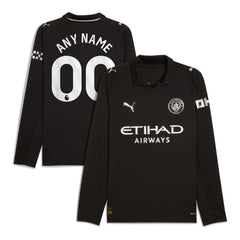 Manchester City Puma 2025/26 Away Long Sleeve Custom Jersey - Black