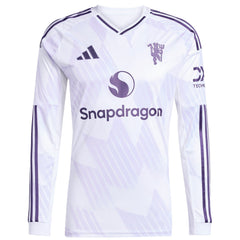 Manchester United adidas 2025/26 Away Long Sleeve Custom Jersey - White