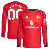 Manchester United adidas Home 2025/26 Custom Long Sleeve Jersey - Red