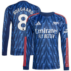 Martin Ødegaard Arsenal adidas 2025/26 Away Long Sleeve Player Jersey - Blue