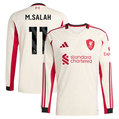 Mohamed Salah Liverpool adidas 2025/26 Away Long Sleeve Player Jersey - White
