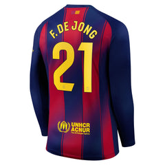 Nike Frenkie de Jong Barcelona 2025/26 Home Long Sleeve Jersey - Navy