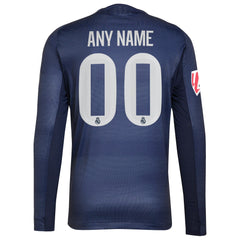 Real Madrid adidas 2025/26 Away Long Sleeve Custom Jersey - Blue