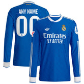 Real Madrid adidas 2025/26 Third Long Sleeve Custom Jersey - Blue