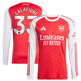 Riccardo Calafiori Arsenal adidas 2025/26 Home Long Sleeve Player Jersey - Red
