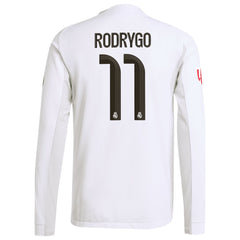 Rodrygo Real Madrid adidas 2025/26 Home Long Sleeve Jersey - White