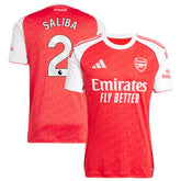 William Saliba Arsenal adidas 2025/26 Home Player Jersey - Red