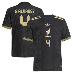Adidas Edson Alvarez Mexico Jersey 2025 black with gold accents and player name number