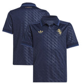 adidas Juventus 2025 Third Jersey in navy blue with gold logos and patterned fabric design