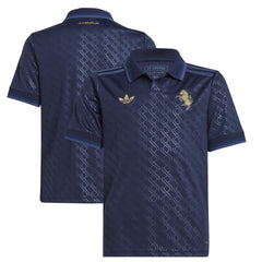 adidas Juventus 2025 Third Jersey in navy blue with gold logos and patterned fabric design