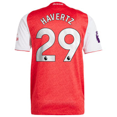 Back view of Kai Havertz Arsenal home jersey adidas authentic in red with white sleeves and number 29