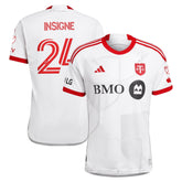 adidas Lorenzo Insigne Toronto FC jersey in white with red trim and player name and number 24