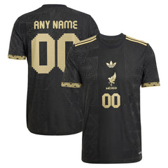 Mexico custom soccer jersey 2025 in black with gold details and personalized name and number options