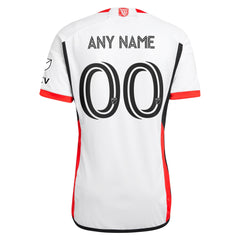 Back view of adidas San Jose Earthquakes custom jersey in white with black and red accents