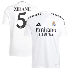 adidas Zinedine Zidane 5 Real Madrid 2025 jersey in white with black details and club crest