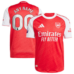 Arsenal 2025 home Custom jersey by adidas in red and white with Emirates Fly Better logo