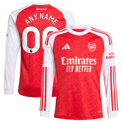 Arsenal 2026 home Adidas Custom jersey long sleeve in red and white with Emirates Fly Better logo