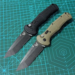 knivescollection™ bm9071bk claymore folding utility knife – cpm-d2 serrated blade, grivory handle