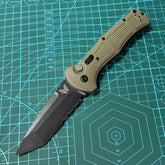 knivescollection™ bm9071bk claymore folding utility knife – cpm-d2 serrated blade, grivory handle