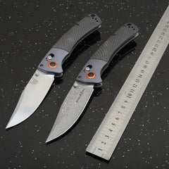 knivescollection™ bm15080-1 hunt crooked river folding utility knife – s30v/damascus blade, carbon fiber handle