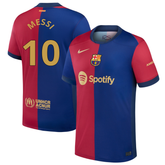 Nike Messi Barcelona 2025 Home Jersey in blue and red with gold number 10 and sponsor logos