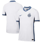 Nike Inter Milan 2025 away jersey in white with navy blue accents and club logo on front
