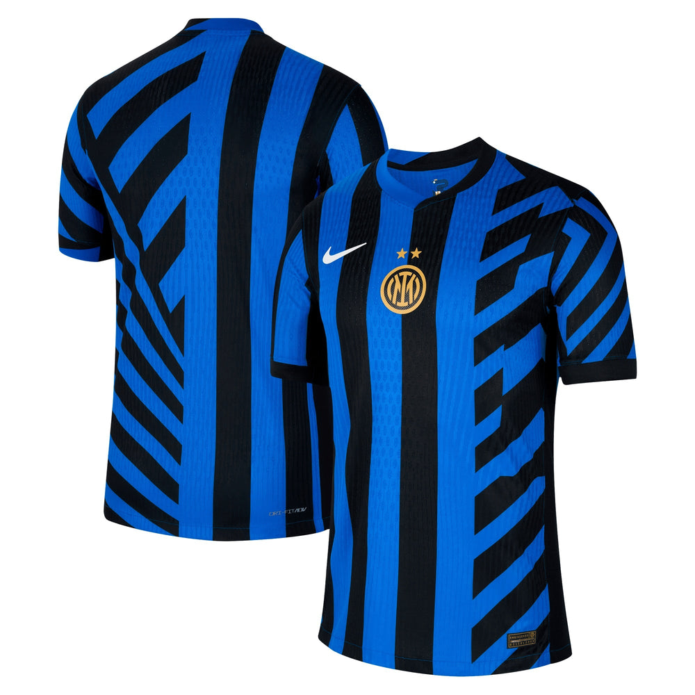 Nike Inter Milan 2025 home jersey in blue and black stripes with team crest and Nike logo