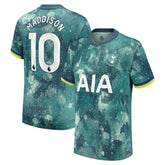 Nike James Maddison Tottenham jersey 2025 green and blue with number 10 and AIA sponsor logo
