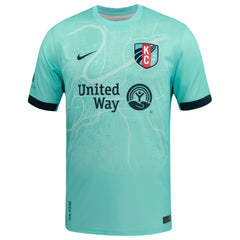 Nike Kansas City Current jersey in light teal with United Way logo and KC crest on front