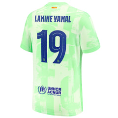 Nike Lamine Yamal Barcelona third jersey 2025 in light green with number 19 and player name on back