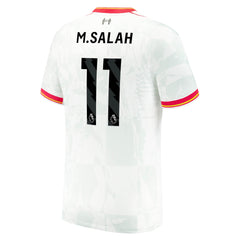 Nike Mohamed Salah Liverpool 2025 jersey white with black number 11 and red trim on sleeves