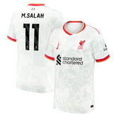 Nike Mohamed Salah Liverpool 2025 jersey in white with red accents, number 11 and Liverpool crest