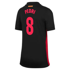 Nike Pedri Barcelona away jersey 2025 in black with red number 8 and name on the back