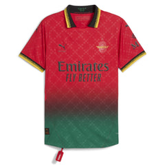 Puma AC Milan Off-White Jersey 2024 with red and green gradient and Emirates Fly Better logo
