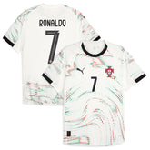 Puma Cristiano Ronaldo Portugal away jersey 2025 white football shirt with number 7 and black collar