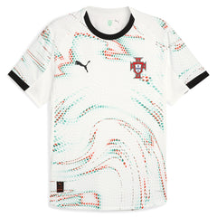 Puma Portugal 2025 Away Jersey in white with abstract pattern and black trim