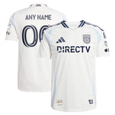 Adidas San Diego FC Adids jersey 2025 in white with navy accents and customizable name and number